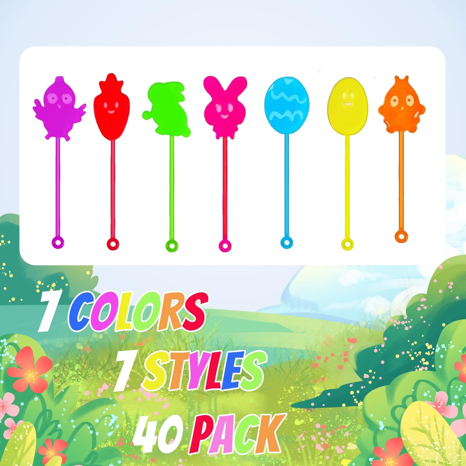 40PCS Easter Basket Stuffers Sticky Toys for Boys Girls, Stretchy Sticky Hands Toys Easter Eggs Fillers for Kids, Non Candy Goodie Bag Stuffers Pinata Fillers Classroom Prizes - Image 2