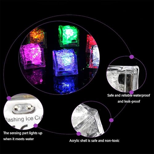 Miniatura 2 de MODOAO Cubos de hielo iluminados, 12 unidades para bebidas, cubos de hielo LED multicolor para cubitos de hielo, luz para fiesta de Navidad, boda,