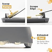 Vista 2 de Butter Hub Mantequillera para refrigerador – Plato de plástico con tapa, bandeja cubierta, contenedor de soporte para barra para encimera, cuchara