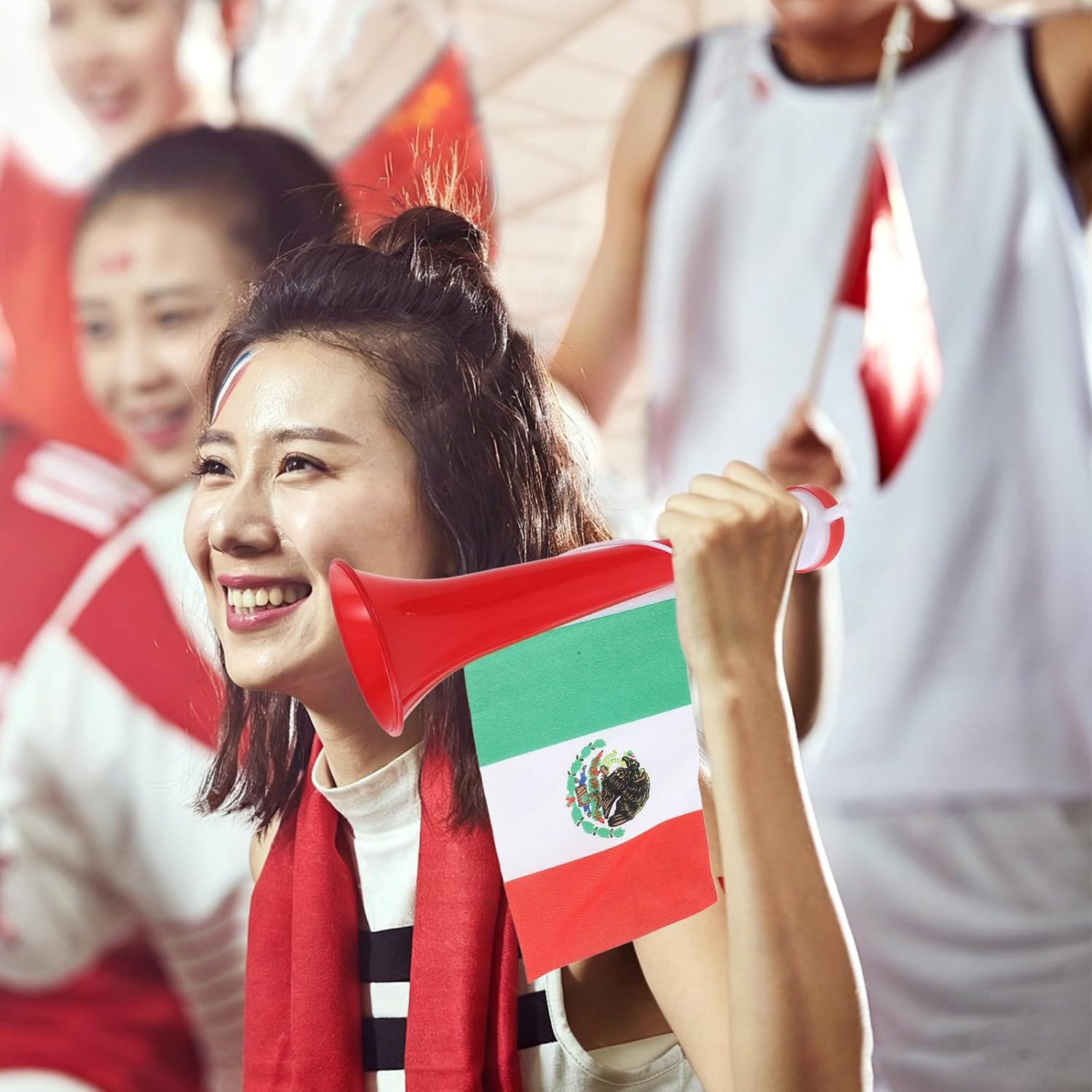 Sports Event Horn: Mexican Flag Football Game Horn Soccer Trumpet - Fan Cheering Noisemaker Party Blowout for Sporting Events Festivals
