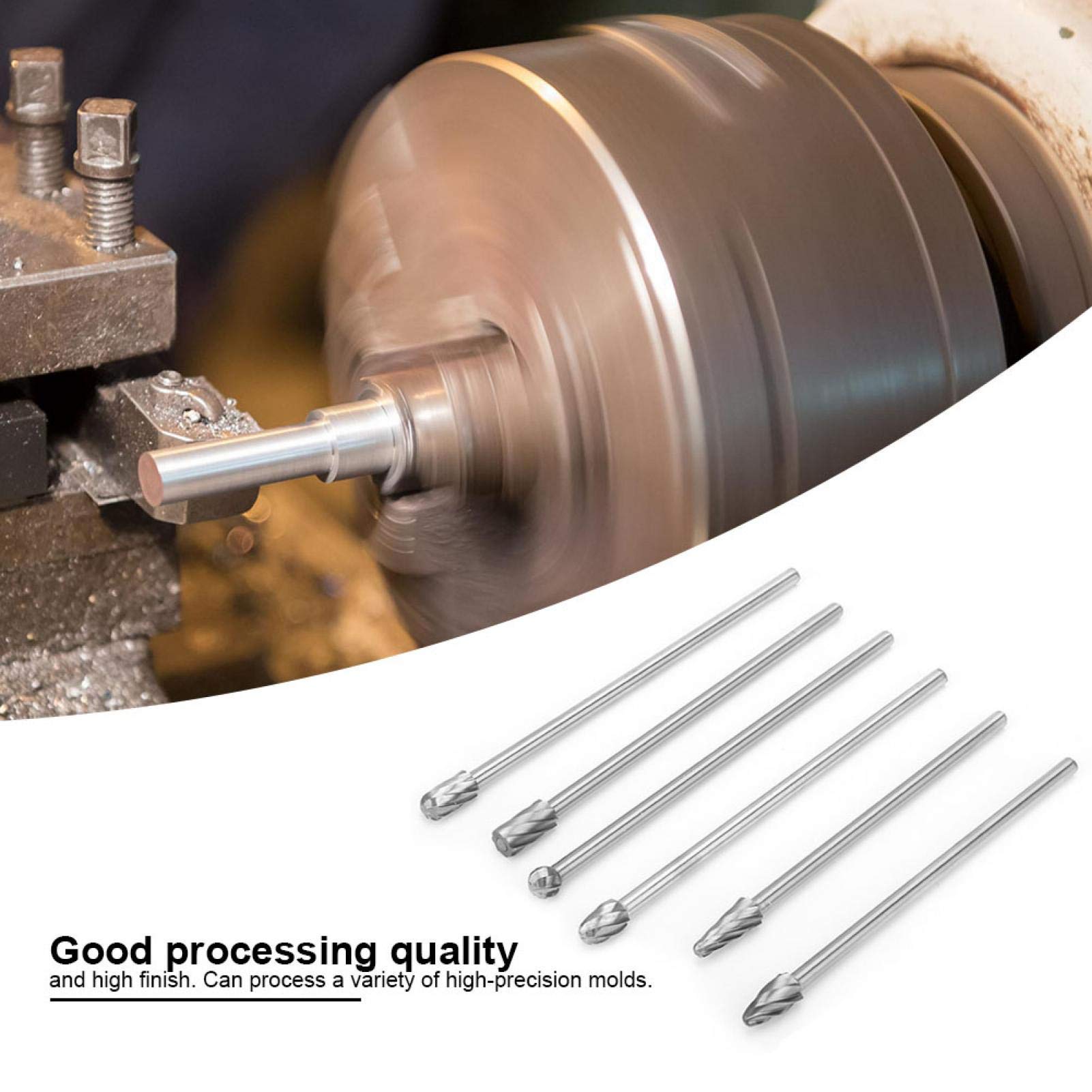 Schaft-Drehgrat, 6 Stück Wolframkarbid 6 mm 1/4 "Schaft Aluminium-Drehgrat Extra langer 150 mm Fräser