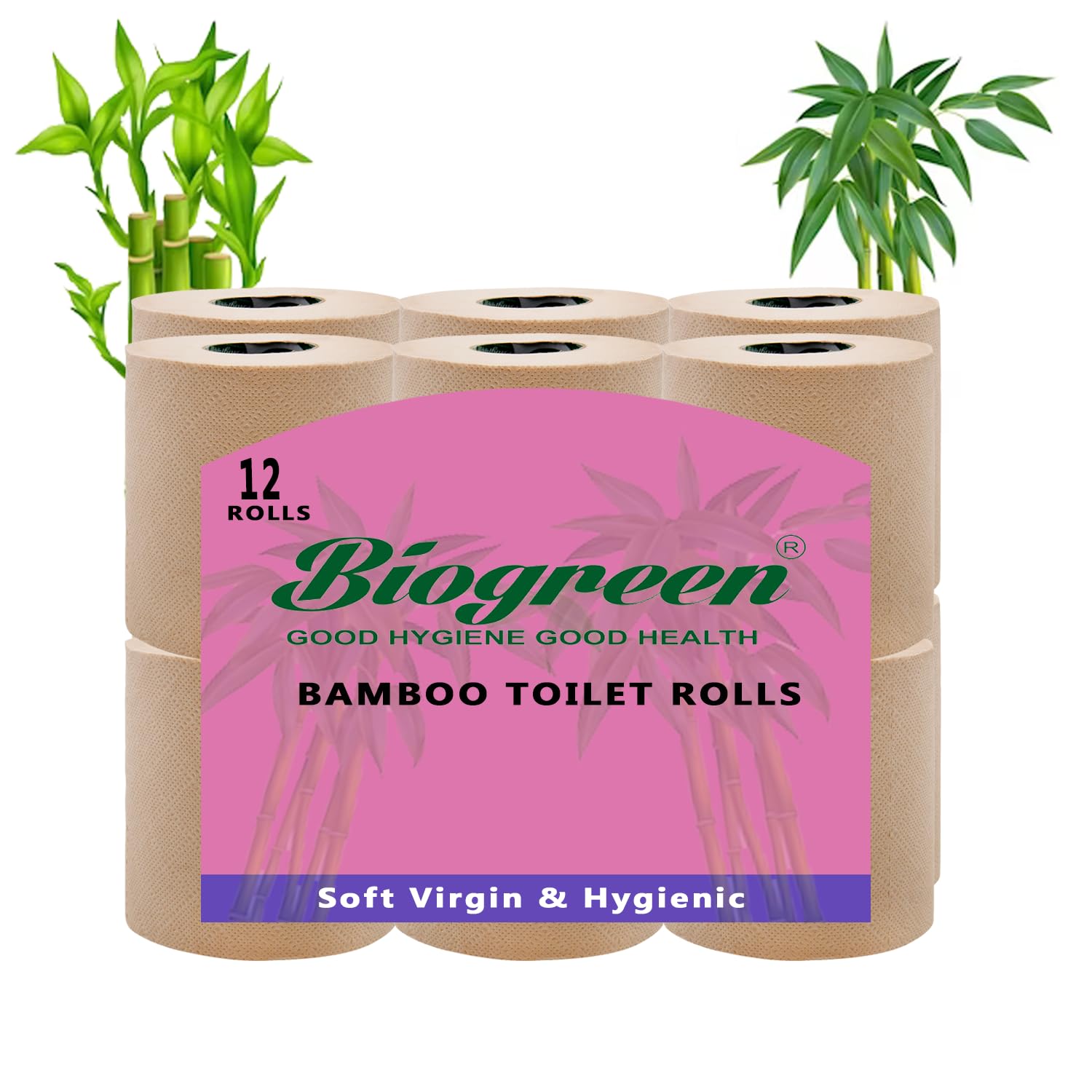 Biogreen Bamboo 2-Ply Toilet Paper Roll 235 Pulls Each Pack of 12, 100% Natural, Unbleached and Eco-Friendly Tissue Papers (B0CXXZJ53Z) Amazon Price History, Amazon Price Tracker