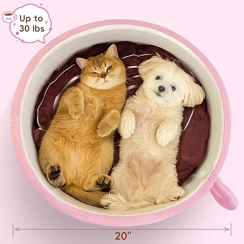 Miniatura 7 de Lindas camas para gatos, camas suaves para perros pequeños, camas lavables para cachorros y gatitos, divertida forma de taza de café, 20 pulgadas