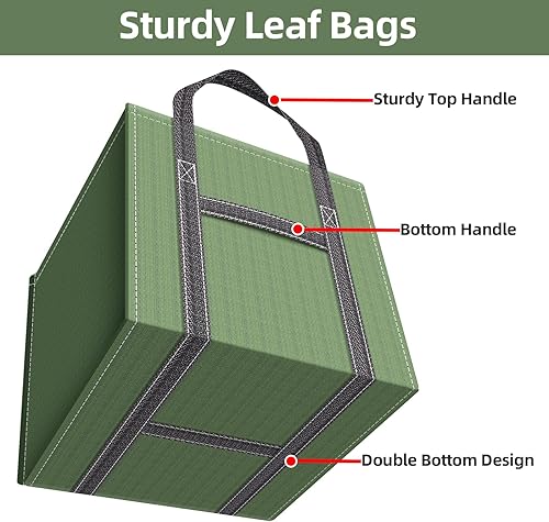 Miniatura 3 de Paquete de 2 bolsas de basura reutilizables de 66 galones, bolsa plegable de alta resistencia para hojas de jardín, bolsas de basura, contenedor de