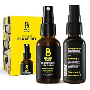 Beard Club Sea Salt Texture Spray for Men Women - Thickening Volumizing Curl-Defining for All Hair Types -