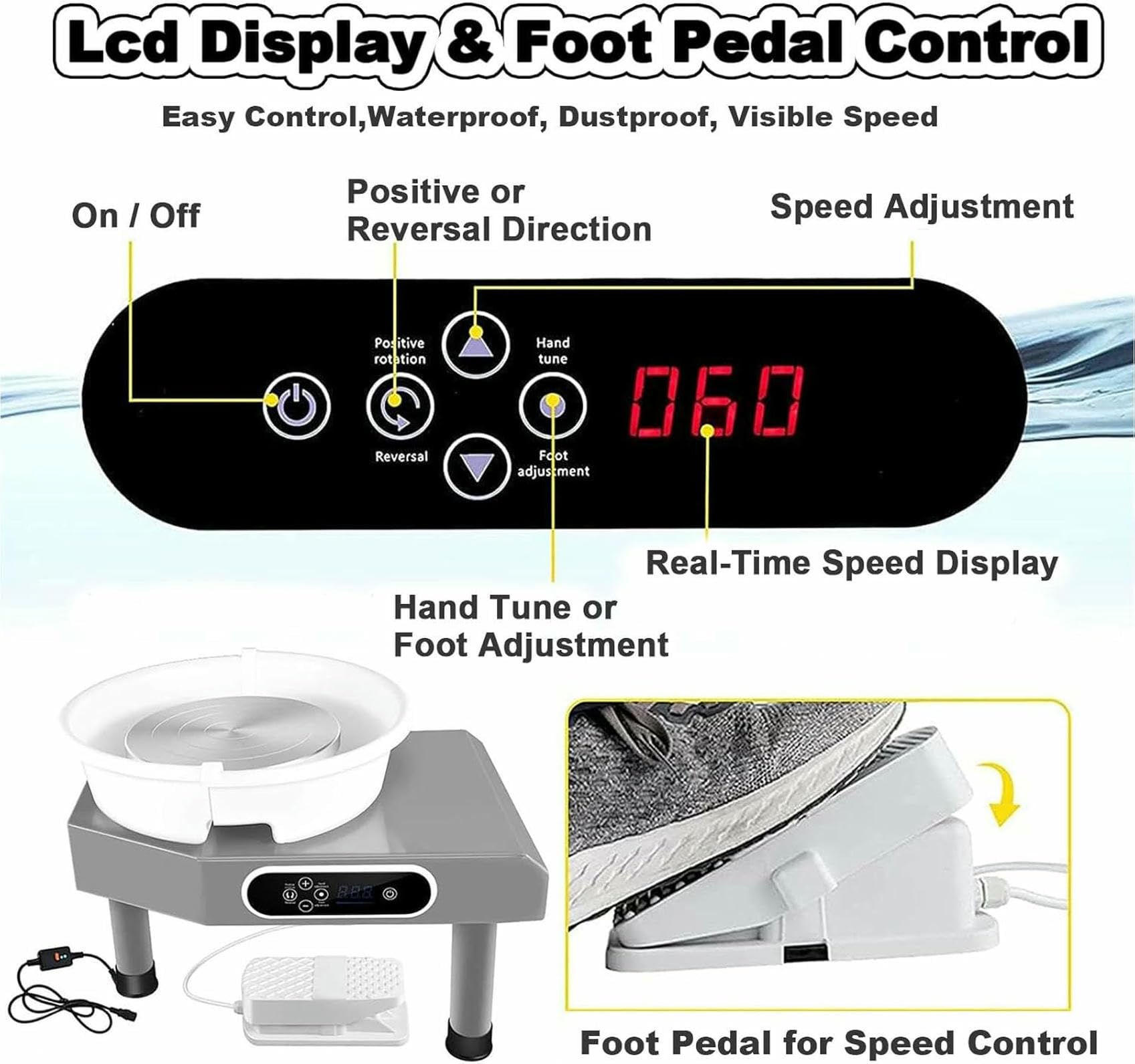 Máquina eléctrica de rueda de cerámica con bandeja, kit de herramientas para manualidades, esculturas de modelado para niños, adultos y principiantes