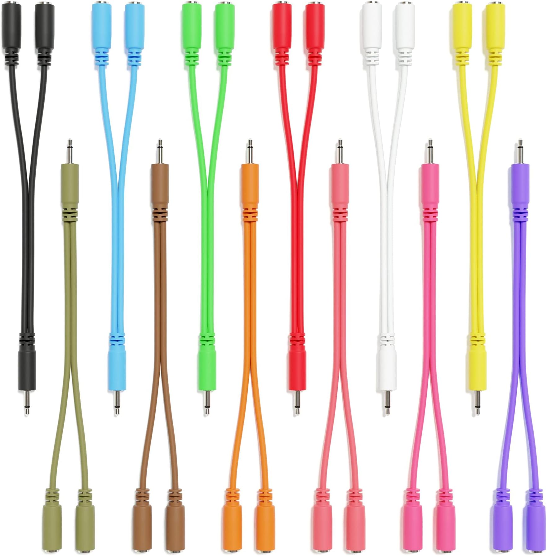 12-Pack - Mono Splitter Y Patch Cables - TS 3.5mm 1/8" Eurorack Synth Synthesizer