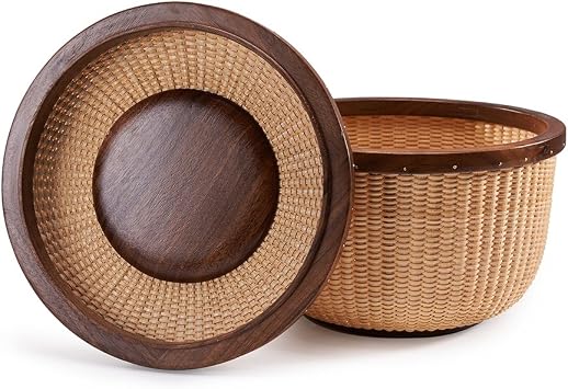 lidded home storage Rattan Handicrafts Casual Style Circular Basket rattan baskets for organizing sewing kits for adults