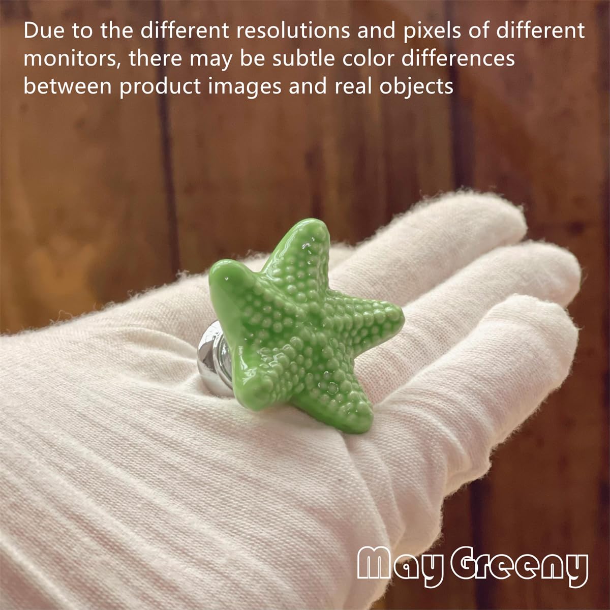4 PCS Drawer Handles with 4 Sizes Screws, Coastal Ceramic Kitchen Handles, Starfish Drawer Knobs - Image 3