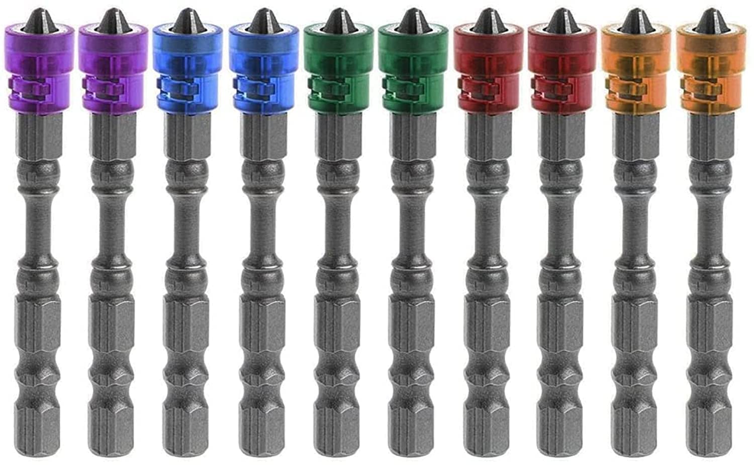 Magnetic Collar Design 10pcs 1/4 Inch Hex Shank PH2 Magnetic Phillips Cross Screw Screwdriver Bits Set Electric Power Driver Bit Set