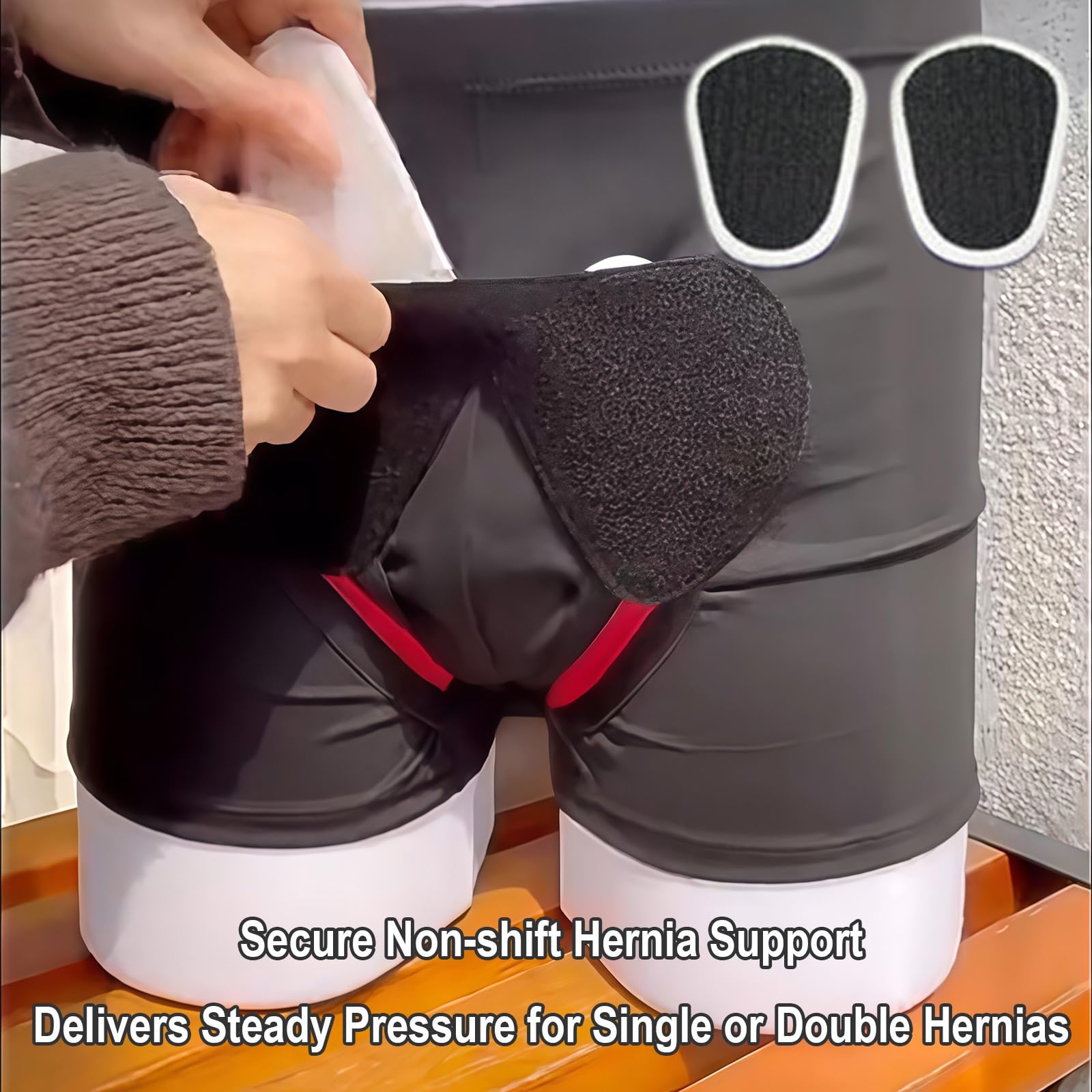 Cintura Ernia Inguinale Uomo, Ernia Inguinale Uomo per Uomo e Donna, Slip Ernia Inguinale Regolabile con 2 Cuscinetti Compressivi Rimovibili, Sollievo dal Dolore(Large)