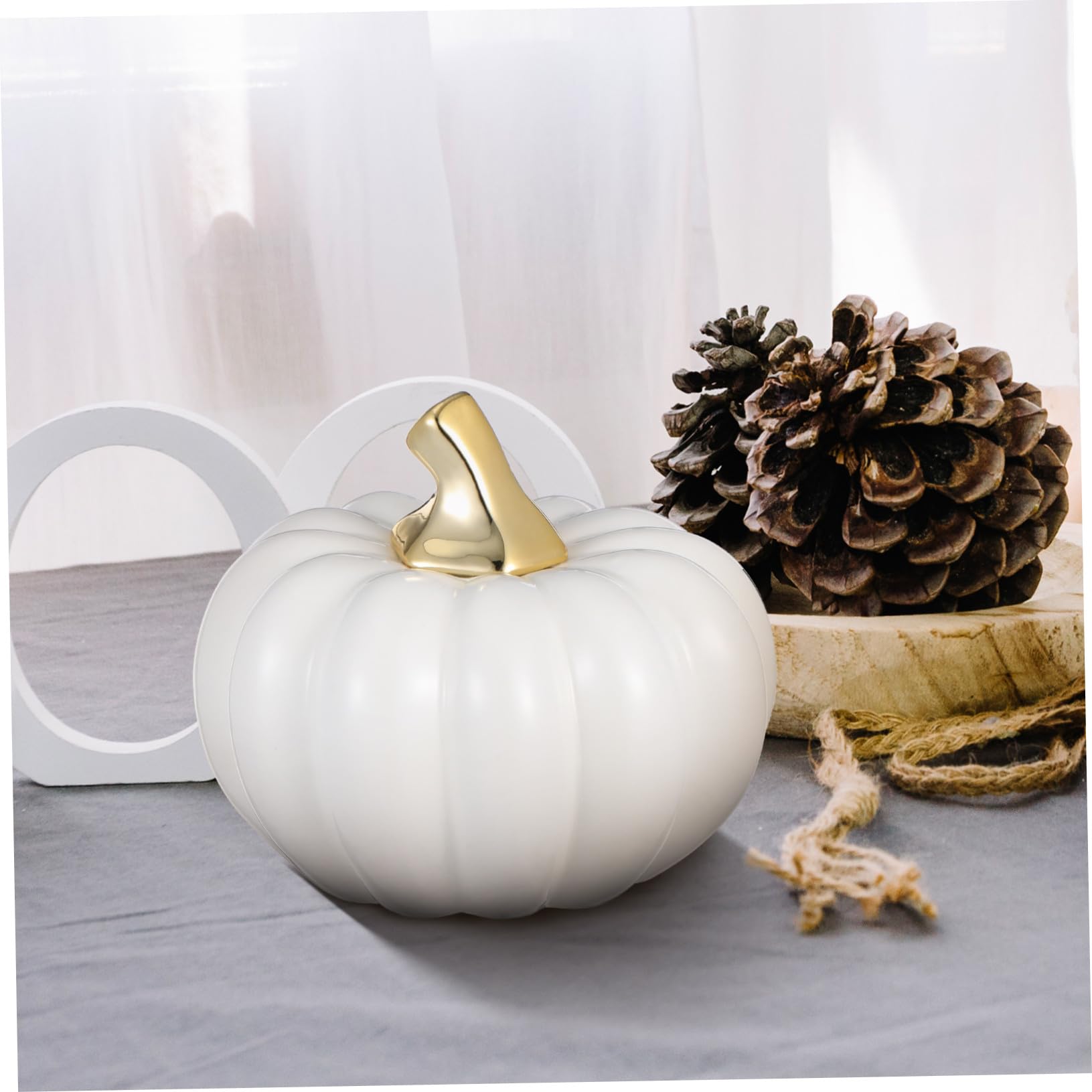 Keramik Kürbis Ornament Weiß Halloween Dekoration Deko Feier Herbst Party