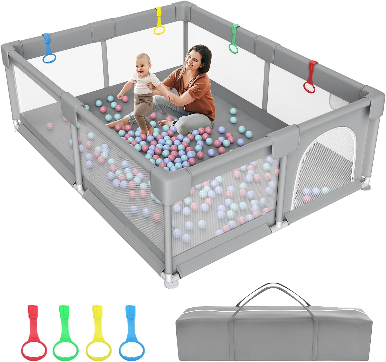 79"×71" Extra Large Baby Playpen, Big Playpen for Babies and Toddlers, Gap-Free, Climb-Proof Play Yard, Spacious Baby Play Pen with Zippered Door and Storage Bag
