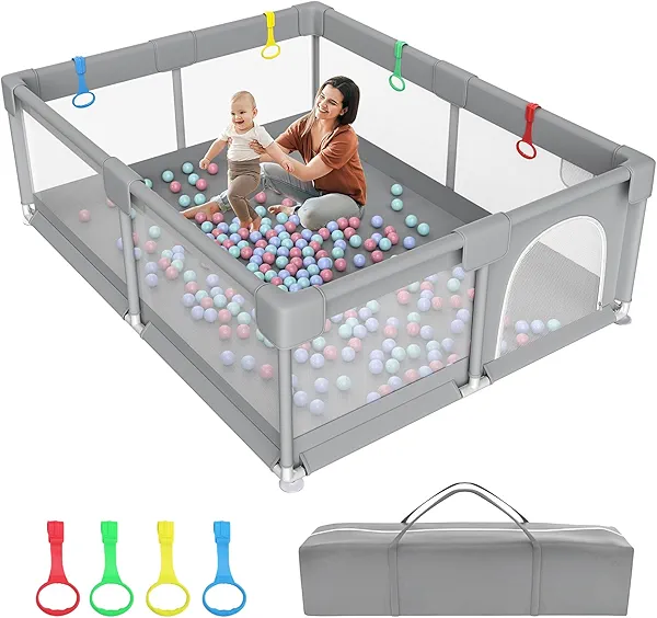 79"×71" Extra Large Baby Playpen, Big Playpen for Babies and Toddlers, Gap-Free, Climb-Proof Play Yard, Spacious Baby Play Pen with Zippered Door and Storage Bag