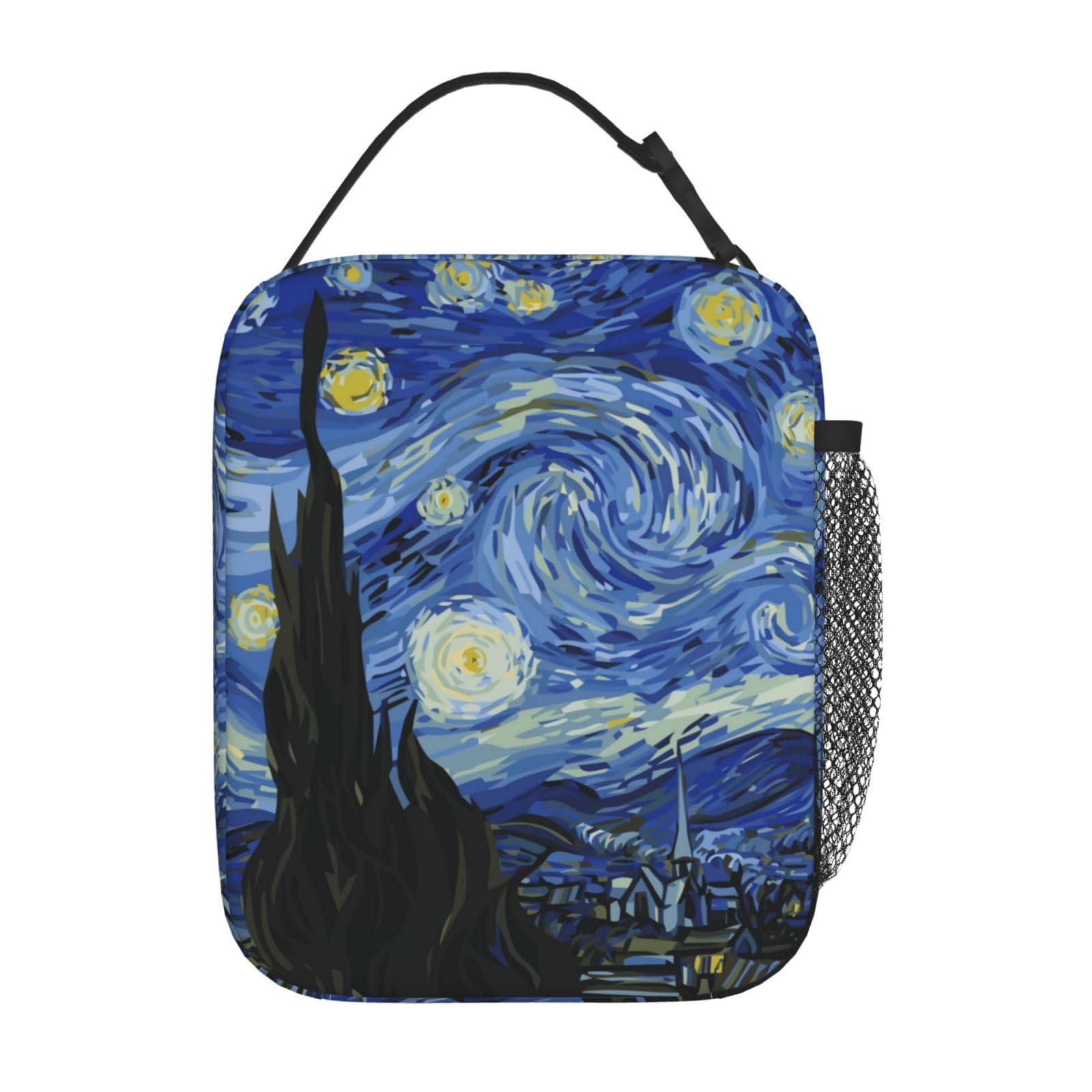 Night Sky The Starry Night Insulated Lunch Bag Portable Reusable Zipper Lunch Box For Men Women Work Picnic Travel Camping