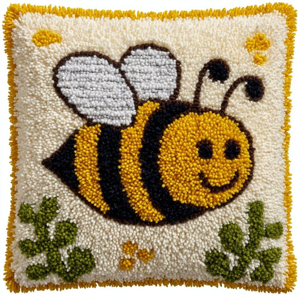 WallustrioaW Latch Hook Kits Pillow for Adults,Cute Bees