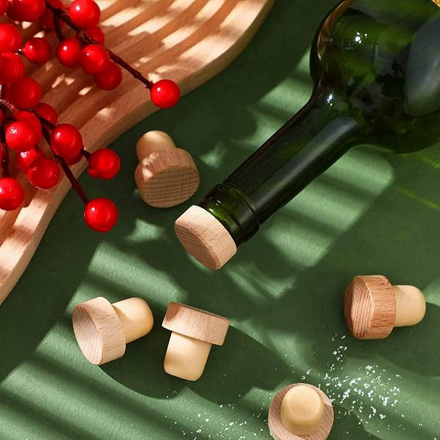 Tappi in sughero a forma di T per bottiglie di vino, riutilizzabili, in legno e gomma, 50 pezzi