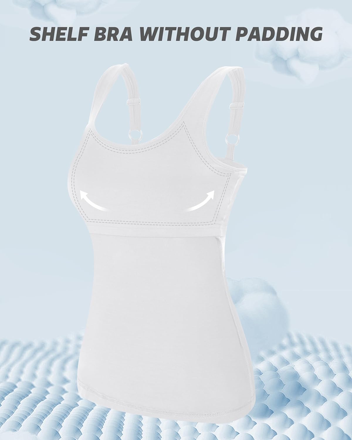 BAMBOO COOL Shelf-Bra Lingerie Camisole for Women Basic Tank with Adjustable Strap Soft Undershirt - Image 4