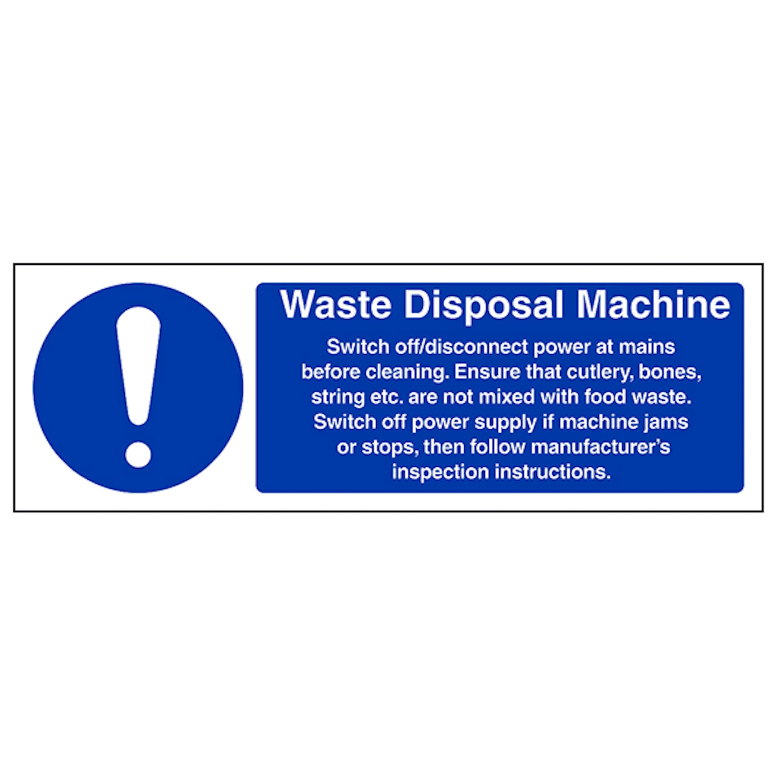 V Safety Waste Disposal Machine - Landscape 300 x 100 mm - Self Adhesive Vinyl - Aluminium Effect Safety Sign
