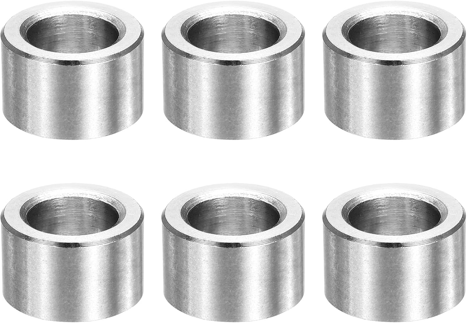 MECCANIXITY 6pcs M10 Metal Spacers, 3/8" IDx5/8" ODx3/8" Length Stainless Steel Spacer Round Unthreaded Standoff Bushing Plain Finish for Screw Bolts, Silver 10x16x10mm