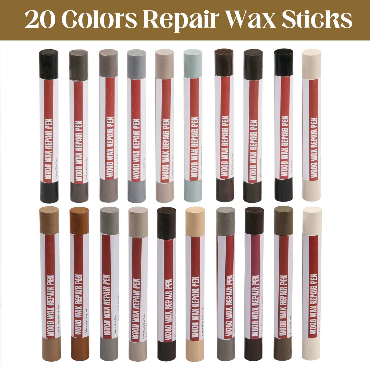 YIEMI Wood Filler Sticks 20 Colors Repair Wax Sticks Kit Furniture Touch Up Crayons for Repairing Scratches Holes Cracks Wood Floor Tables Cabinets Doors Hardwood(Gray Series) - Image 3