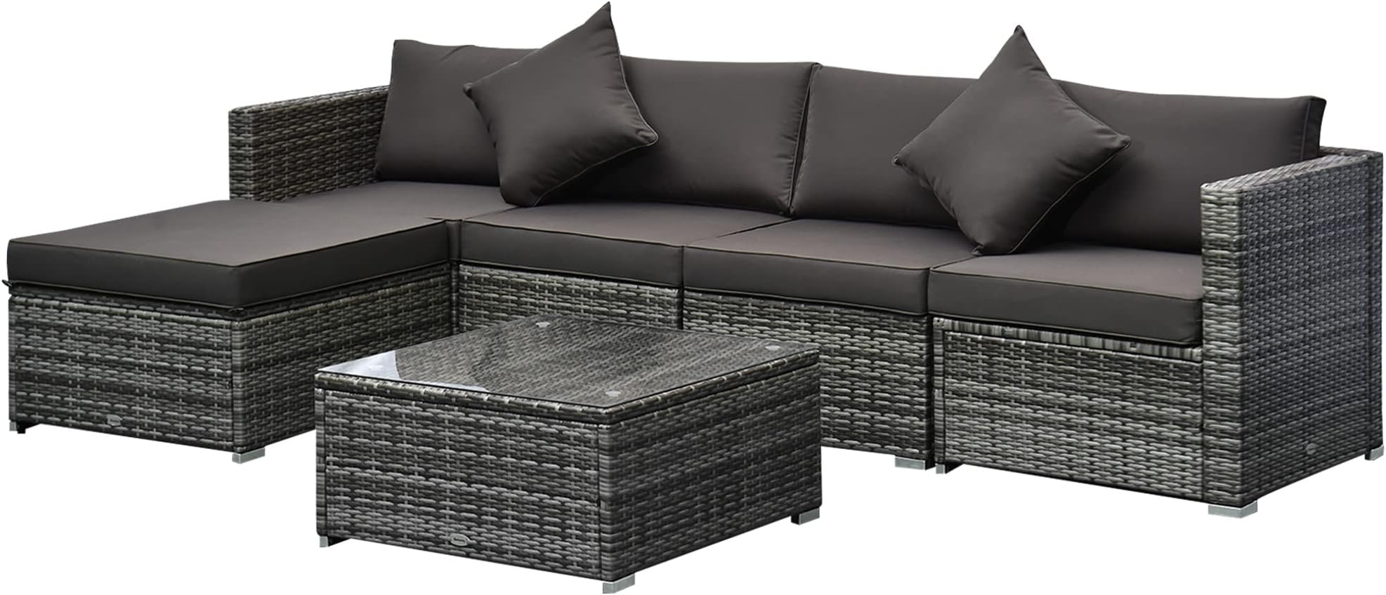EVRE Nevada Grey 6 Seater Outdoor Rattan Garden Furniture Set Wicker