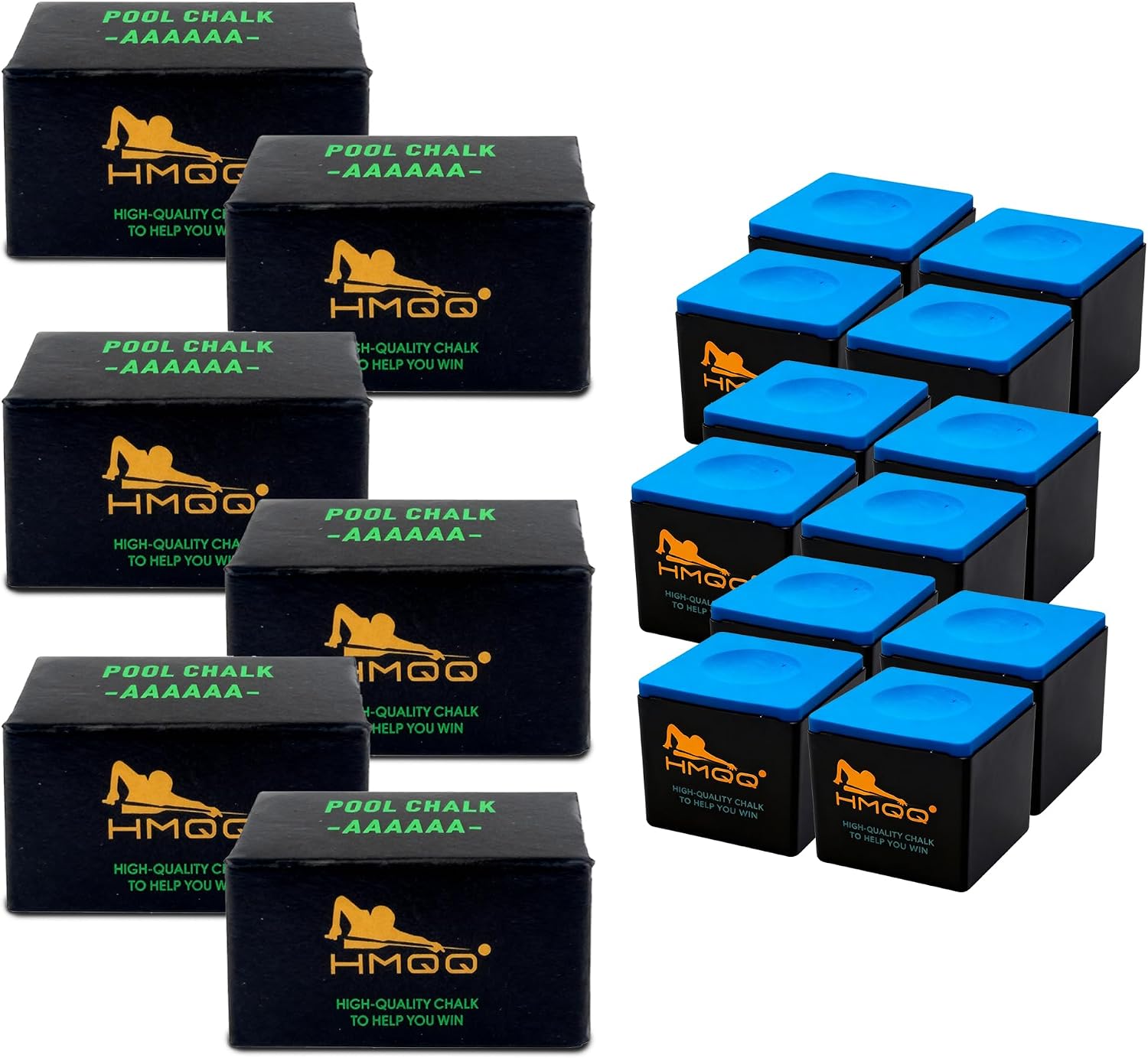 HMQQ Nano Pool Cue Chalk, Fine-Textured Billiard Chalk, 2 or 6 Boxes | Fine-textured chalk spreads evenly for clean cue-tip coverage, reliable grip and fewer miscues; each box contains 2 cubes.