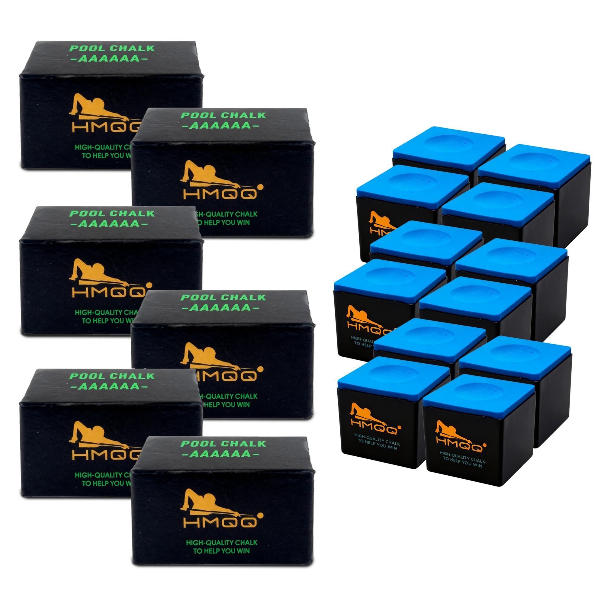 HMQQ Nano Technology Pool Cue Chalk – Professional Billiard Chalk for Tournaments, High Performance, Low Deflection, Durable, Reduces Miscues(2/6/12