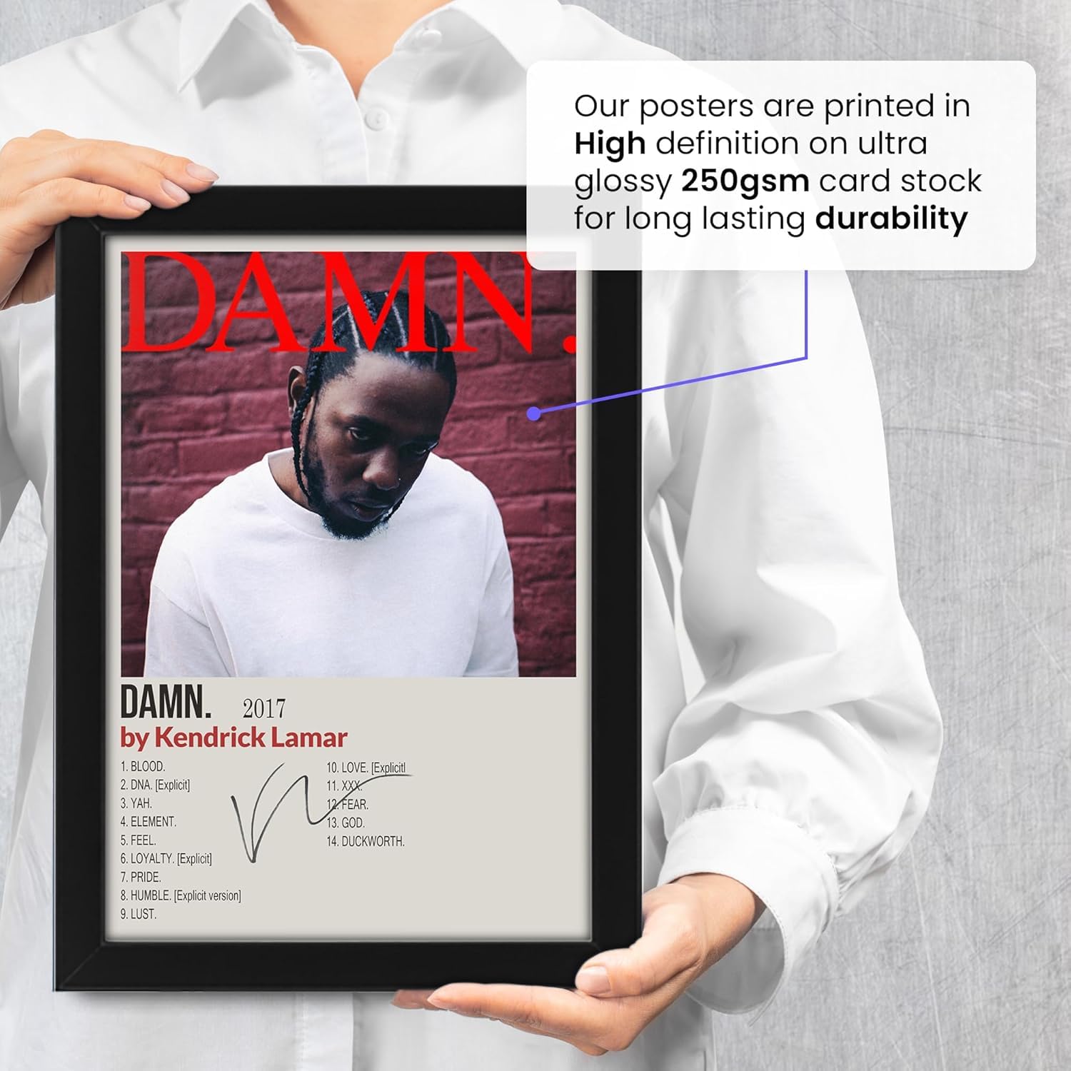 Kendrick Lamar - Damn Album Cover Signed Poster Print- Limited