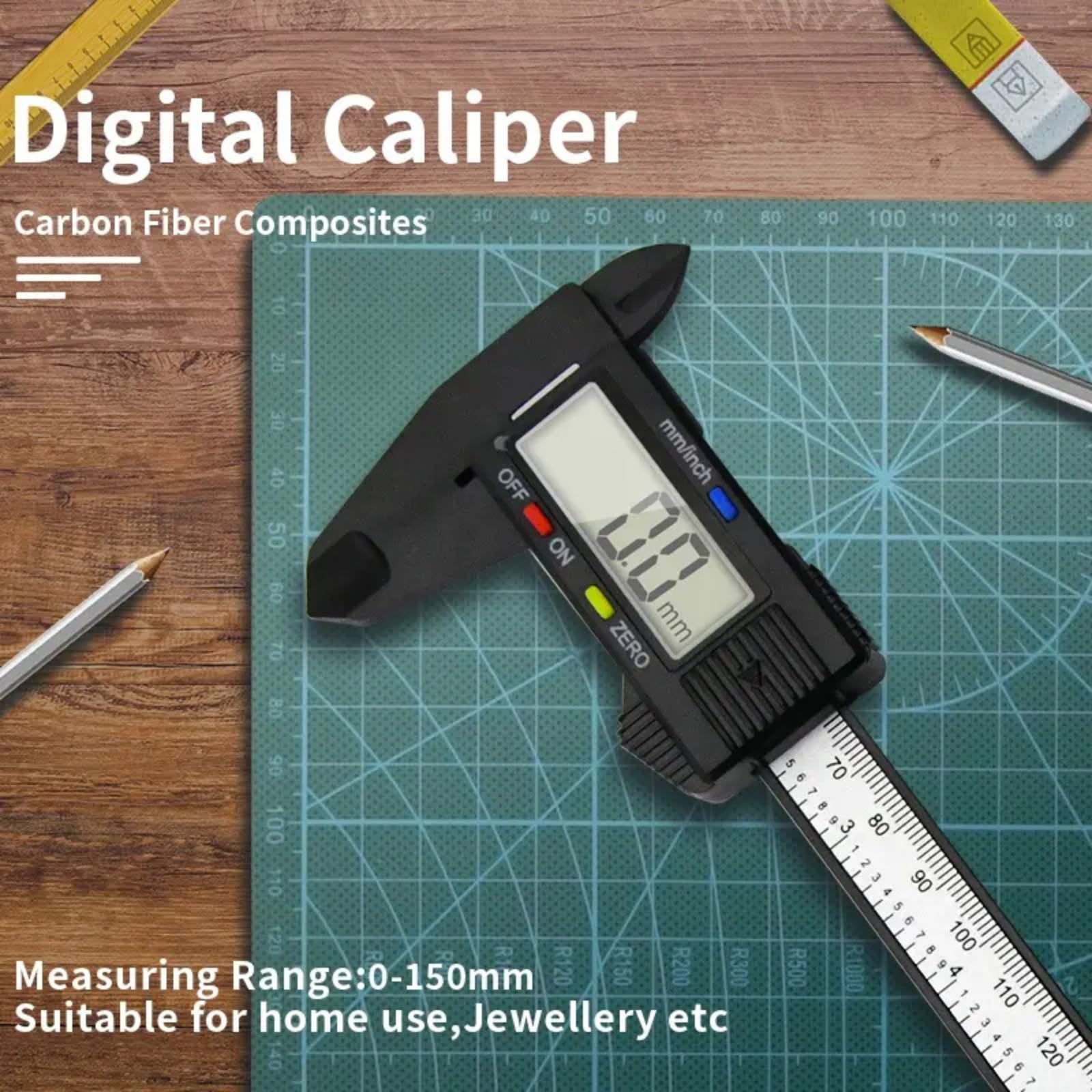 TASMAX vernier caliper150mm Electronic Digital inch and Millimeter Conversion LCD Screen displays 0-6"caliper150mm electric tools Automatic Shutdown Suitable jewellery DIYtools Measurement(Pack of 1) - Image 8 thumbnail