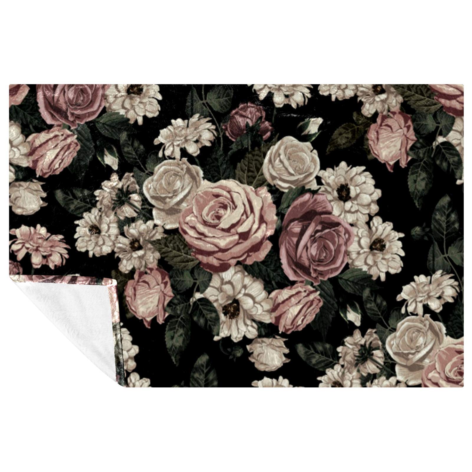 Couverture vintage douce et chaude imprimé roses en fleurs