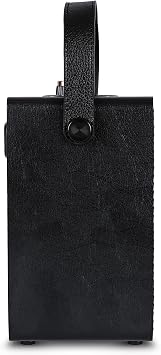 Fuse Andle Vintage Retro Bluetooth Speaker with Vegan Leather Handle | Portable Speaker with Smartphone Connection | USB & AUX Input | Stylish Black Wood Exterior