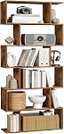 VASAGLE CUSTOS Collection - 6 Shelf Bookcase, S-Shaped Tall Bookshelf, Wood Display Shelf, Book Organizer, 27.6 x 9.5 x 75.4 Inch, Rustic Brown, for Living Room, Office, Rustic Brown ULBC61BXV1