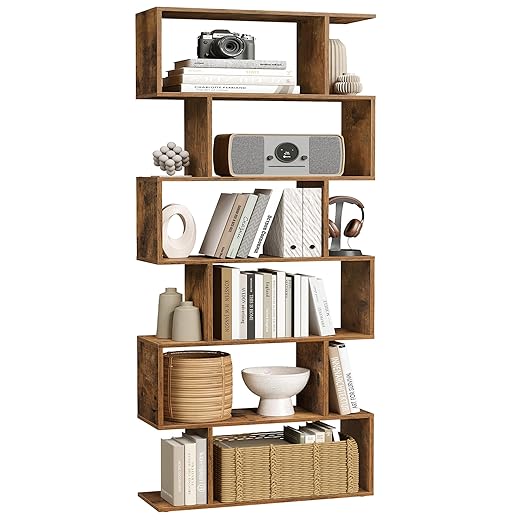 VASAGLE LBC61BX 6 Tier Bookcase – Rustic Brown