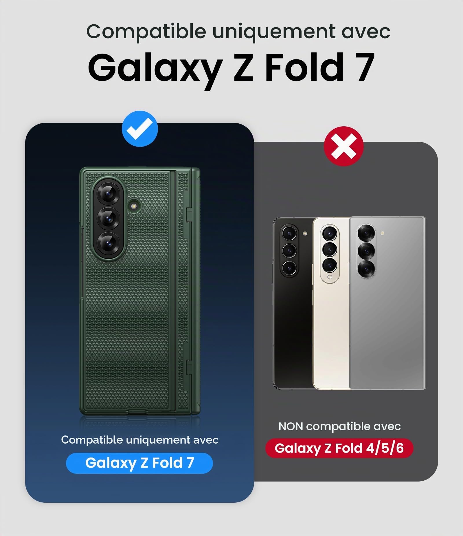 Coque pour Samsung Galaxy Z Fold7 avec Protection de Charnière, Vert