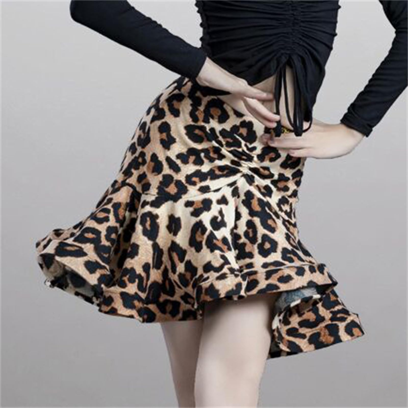 Bambini Ballo Latino Vestito Pratica Mezza Gonna Leopardo Sala da Ballo Tango Salsa Samba Performance per Le Donne Ragazze Spandex Concorso Esame Costumi di Danza