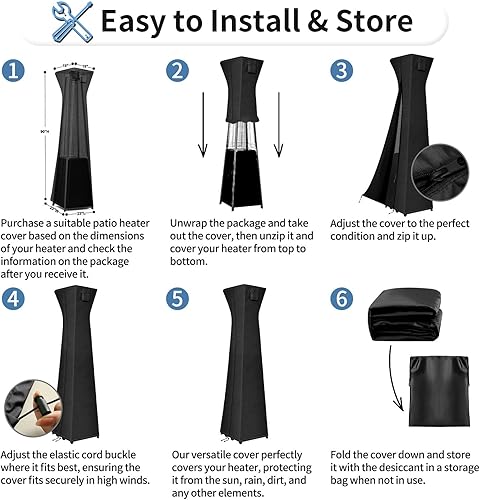 Miniatura 36 de OutdoorLines Fundas impermeables para calentador de patio al aire libre con cremallera y bolsa de almacenamiento, a prueba de polvo, resistente a