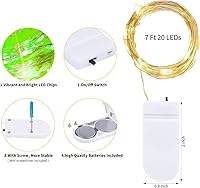Vista 7 de Brightown - Paquete de 12 luces LED de hadas multicolor con pilas, resistentes al agua, cable plateado de 7 pies, 20 luces LED de luciérnagas