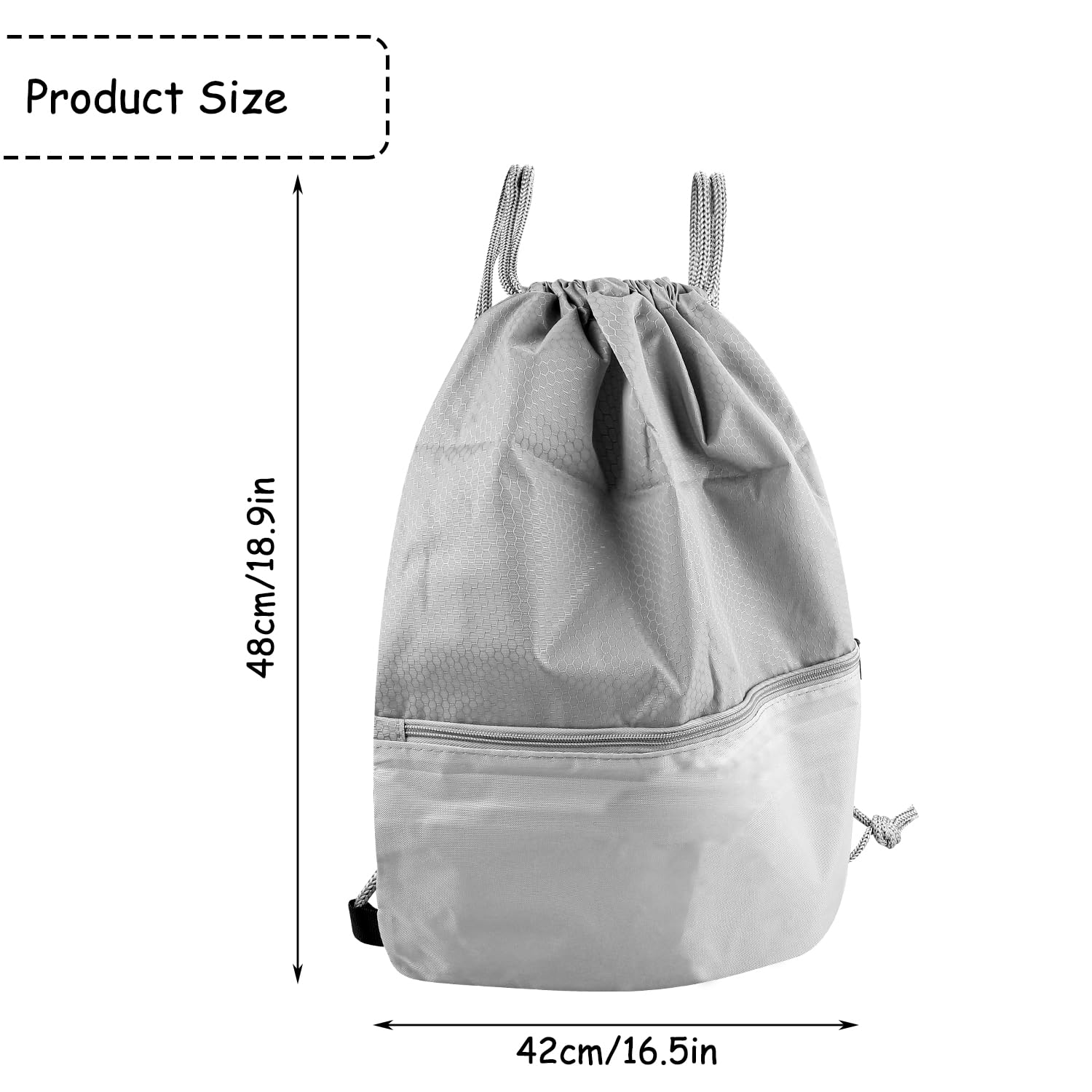 Luckious Drawstring Bags,Large Waterproof Gym Sports String Bag,Swimming Drawstring Bag School Backpack for Kids Women Men Shopping Travel Outdoor(Grey) - Image 2