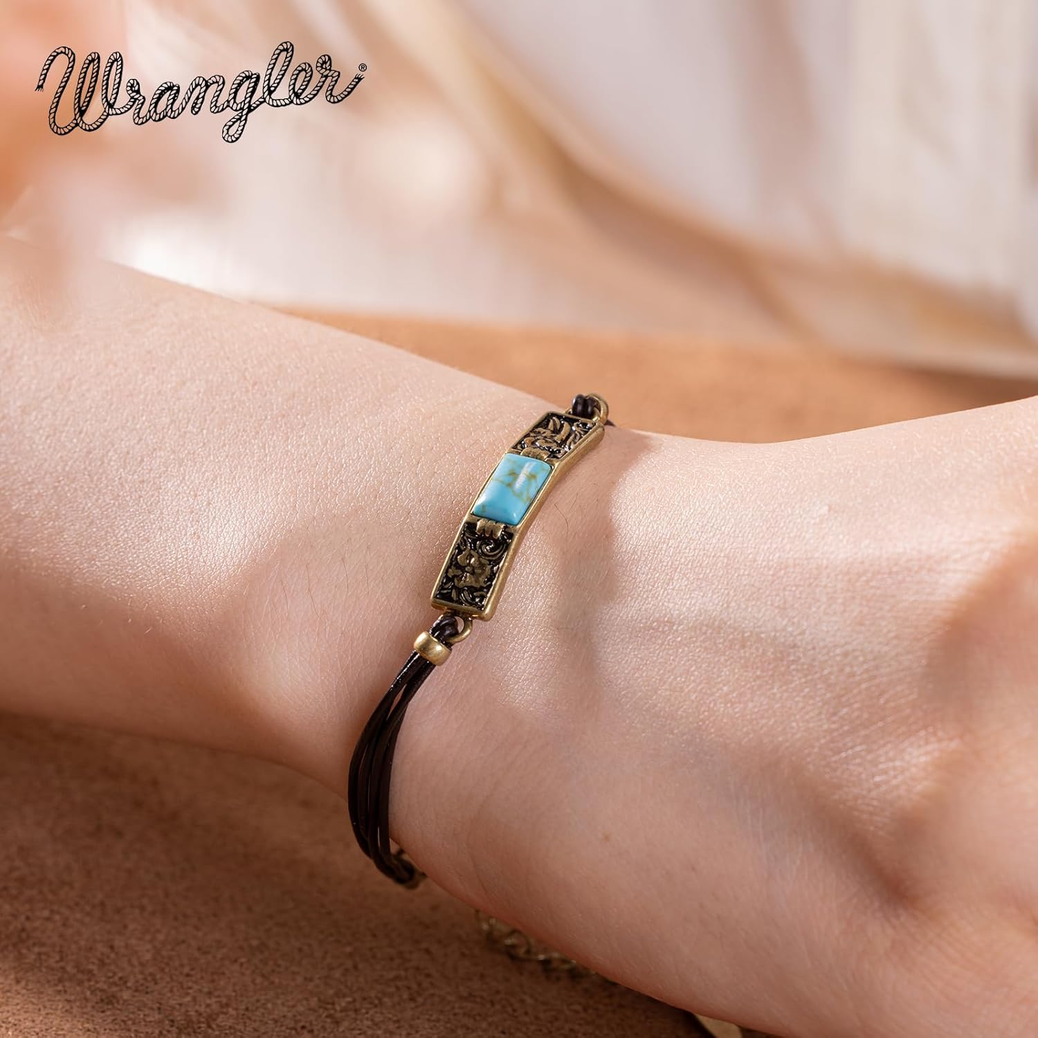 Montana West x Wrangler Faux Leather Wrap Bracelets for Women Western Country Bohemian Cowgirl Turquoise Dainty Jewelry