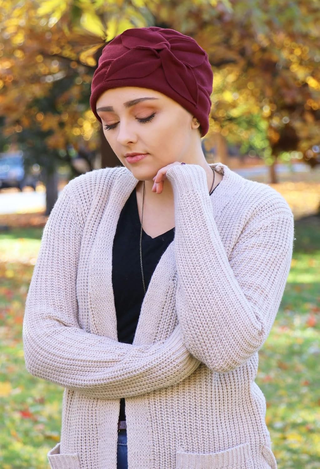 Hats Scarves & More Womens Fleece Beanie Hat Chemo Headwear Ladies Lightweight Winter Head Covering Butterfly - Image 3