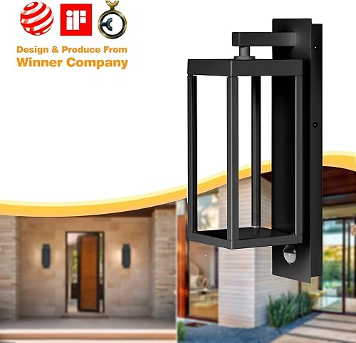 Miniatura 9 de Inowel Paquete de 2 apliques de pared LED modernos para porche, garaje, lámpara de montaje en pared, farol IP54, impermeable, 13 W, lámpara exterior