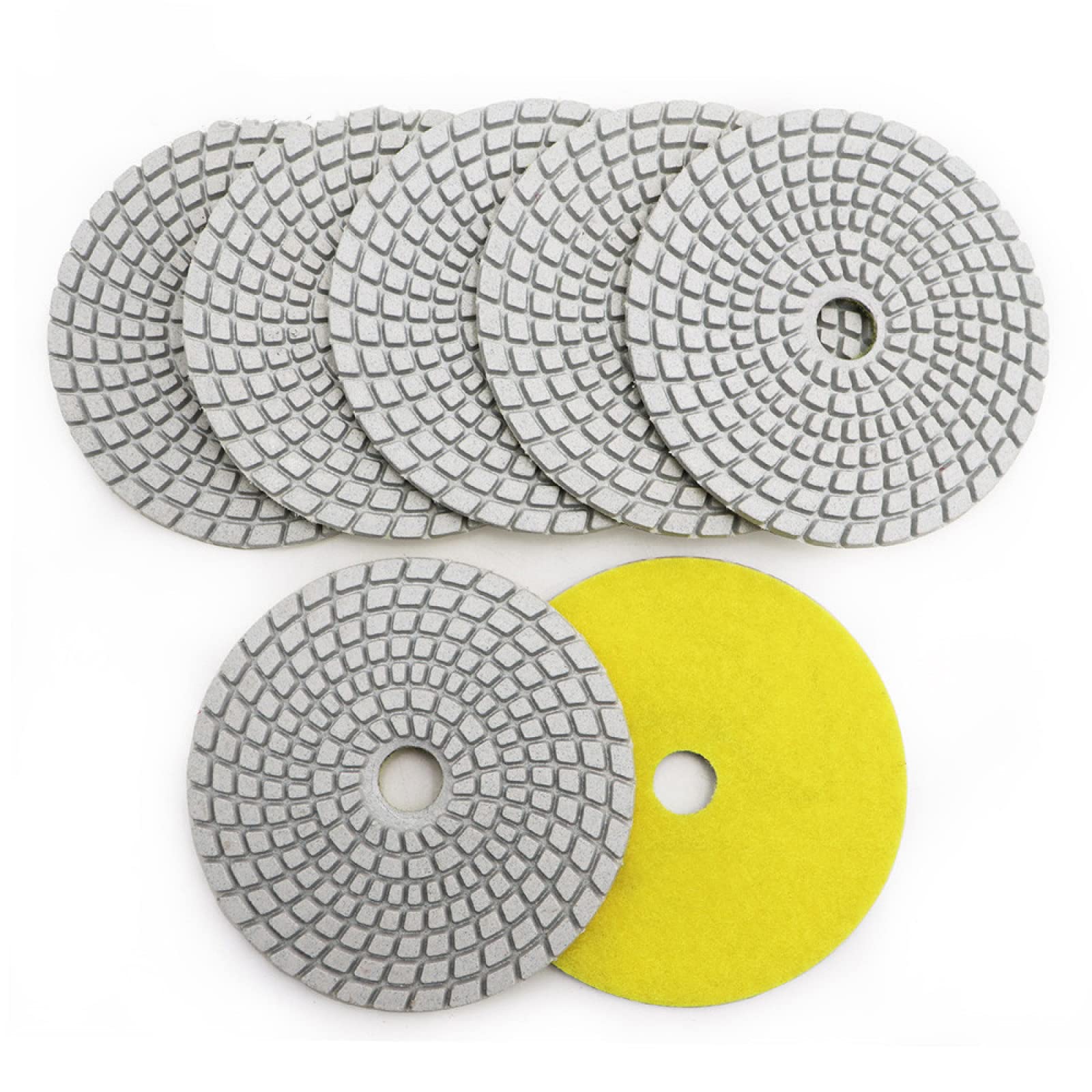 7 Uds 4 "#200 100mm Almohadillas De Pulido Flexibles En Húmedo De Diamante Disco De Molienda De Unión Blanca Para Mármol De Piedra De Granito