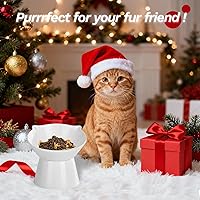 Vista 2 de Cuencos elevados desmontables para gatos, tazón elevado para comida de gatos inclinado 15° anti-vómito, amigable con los bigotes, platos ajustables