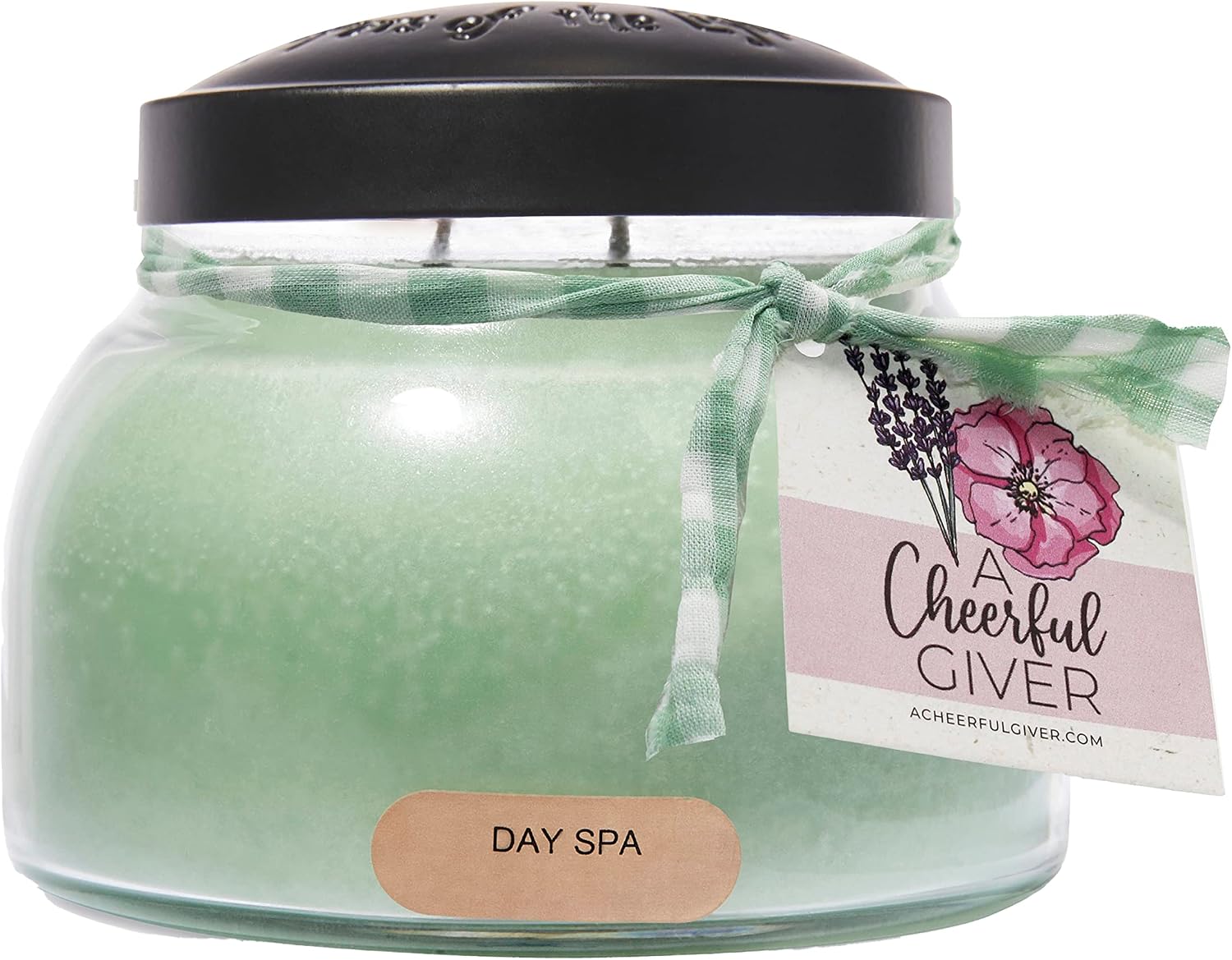 A Cheerful Giver - Day Spa Mama Scented Glass Jar Candle (22oz) with Lid & True to Life Fragrance Made in USA