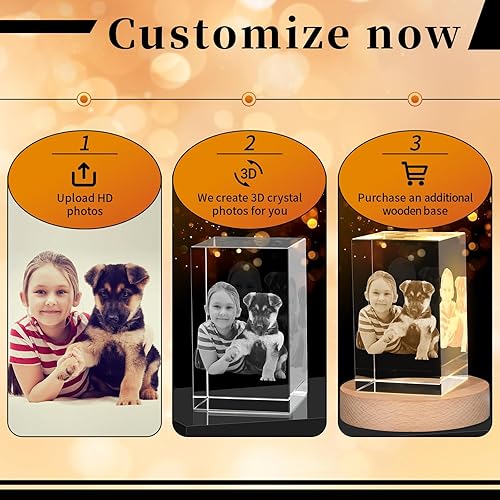 Miniatura 3 de Foto de cristal 3D, cubo de fotos de cristal, regalos conmemorativos personalizados de aniversario de mascotas, marco de fotos conmemorativo para