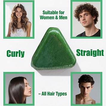 Nature Triangle Shampoo Bar, Nature Seven Green Soap shampoo, Seven Green Shampoo bar, Usman Grass Shampoo Bar, Polygonum Shampoo Soap, Calming & Strengthens Hair for Women and Mens (1PC)