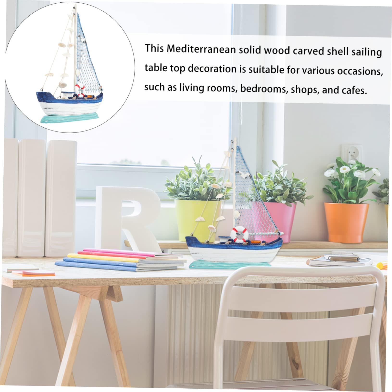 Gadpiparty Maquette Voilier En Bois Sculpté Coquillage, Grosse Taille, Décoration D’ancre Marine, Ornement Nautique Pour Maison, Bureau, Salon, Accessoire Déco Vacances, Pièce Unique