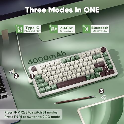 Miniatura 4 de Redragon Teclado mecánico inalámbrico K681 Pro, teclado RGB para juegos montado en junta con perilla de volumen, perfil MDA, interruptores lineales