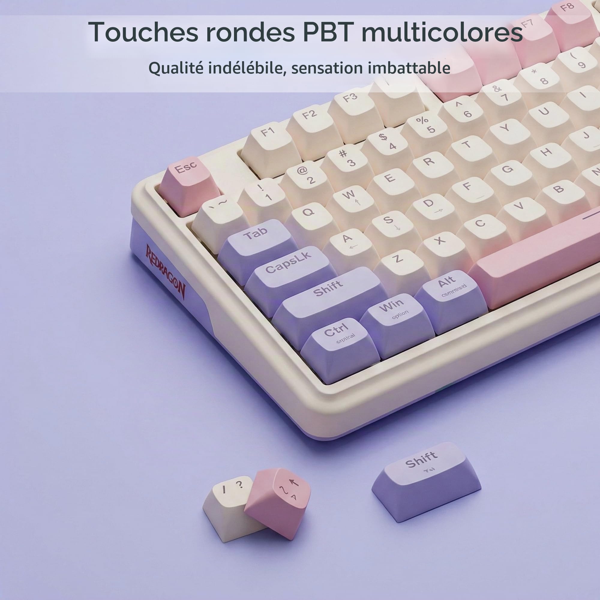 Redragon K768 Pro Clavier sans Fil RVB 100 Touches 8000mAh | Clavier sans fil RVB 100 touches grosse batterie 8000mAh PBT hot swap bouton controle 5 couches amortissement pour jeu